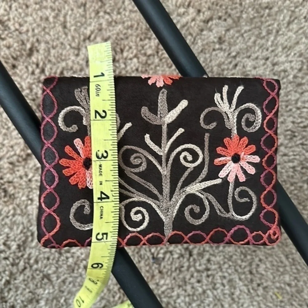 Artisan Colorful suede like boho wallet, embroidered, new